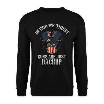 En Dieu, nous avons confiance, les armes ne sont que des sauvegardes - Sweat-shirt Unisexe - noir - Devant - Alina (178cm) & Michal (187cm)