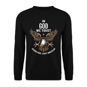 En Dieu, nous avons confiance, les armes ne sont que des sauvegardes - Sweat-shirt Unisexe - noir - Devant - Alina (178cm) & Michal (187cm)