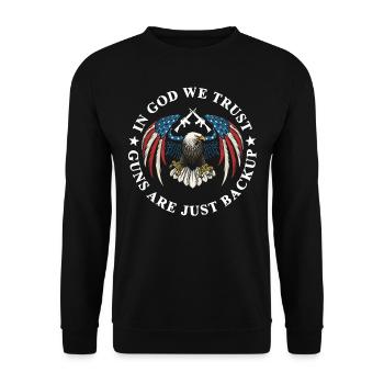 En Dieu, nous avons confiance, les armes ne sont que des sauvegardes - Sweat-shirt Unisexe - noir - Devant - Alina (178cm) & Michal (187cm)