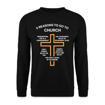 5 Reasons to Go to Church - Unisex Sweatshirt - black - Front - Alina (178cm) & Michal (187cm)