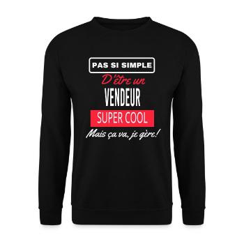 pas si simple VENDEUR - Sweat-shirt Unisexe - noir - Devant - Alina (178cm) & Michal (187cm)