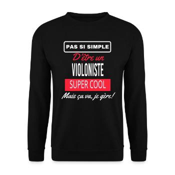 pas si simple VIOLONISTE - Sweat-shirt Unisexe - noir - Devant - Alina (178cm) & Michal (187cm)