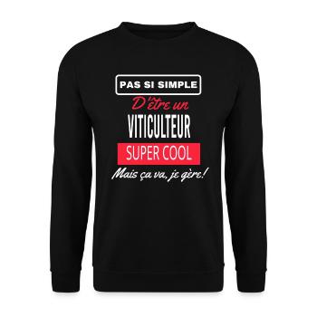 pas si simple VITICULTEUR - Sweat-shirt Unisexe - noir - Devant - Alina (178cm) & Michal (187cm)
