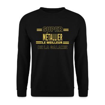 Meilleur de la galaxie MÉTALLIER - Sweat-shirt Unisexe - noir - Devant - Alina (178cm) & Michal (187cm)