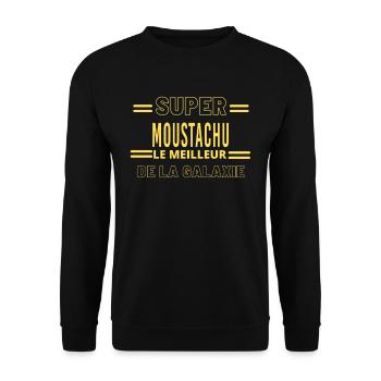 Meilleur de la galaxie MOUSTACHU - Sweat-shirt Unisexe - noir - Devant - Alina (178cm) & Michal (187cm)