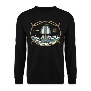 Ancient Greek History Boat - Unisex Sweatshirt - black - Front - Alina (178cm) & Michal (187cm)