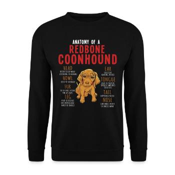 Anatomy of a Redbone Coonhound - Unisex Sweatshirt - black - Front - Alina (178cm) & Michal (187cm)