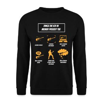 Gitarre spielen, Gitarrenspieler, Gitarrist - Unisex Pullover - Schwarz - Vorne - Alina (178cm) & Michal (187cm)