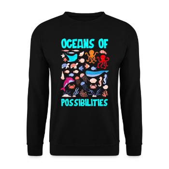 Ocean of Possibilities, Readers, Reading - Unisex Sweatshirt - black - Front - Alina (178cm) & Michal (187cm)