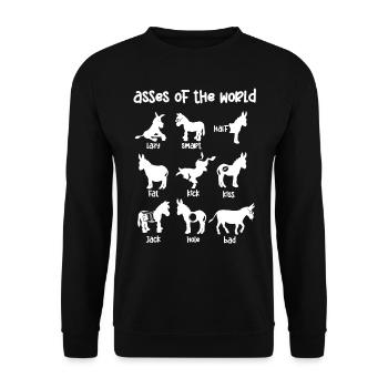 Ânes du monde, ânes - Sweat-shirt Unisexe - noir - Devant - Alina (178cm) & Michal (187cm)