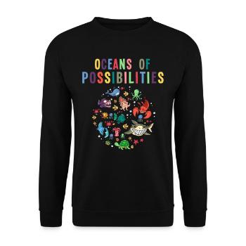 Océan de possibilités, lecteurs, lecture - Sweat-shirt Unisexe - noir - Devant - Alina (178cm) & Michal (187cm)