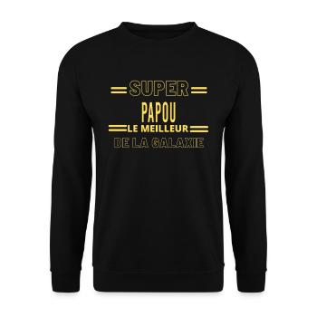 Meilleur de la galaxie PAPOU - Sweat-shirt Unisexe - noir - Devant - Alina (178cm) & Michal (187cm)