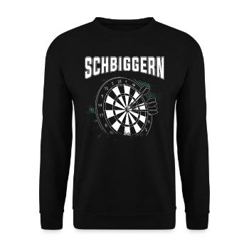 Dart Dart spielen, Schbiggern Fränkisch - Unisex Pullover - Schwarz - Vorne - Alina (178cm) & Michal (187cm)
