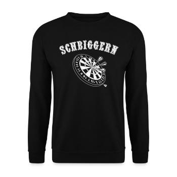 Dart Dart spielen, Schbiggern Fränkisch - Unisex Pullover - Schwarz - Vorne - Alina (178cm) & Michal (187cm)