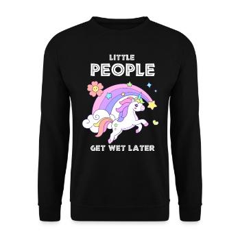 Einhorn Kleine Menschen werden später nass - Unisex Pullover - Schwarz - Vorne - Alina (178cm) & Michal (187cm)