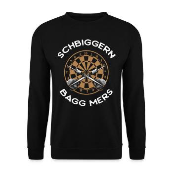 Dart Dart spielen, Schbiggern Fränkisch - Unisex Pullover - Schwarz - Vorne - Alina (178cm) & Michal (187cm)