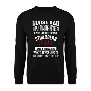 Nurse Papa Gift - Unisex Sweatshirt - black - Front - Alina (178cm) & Michal (187cm)