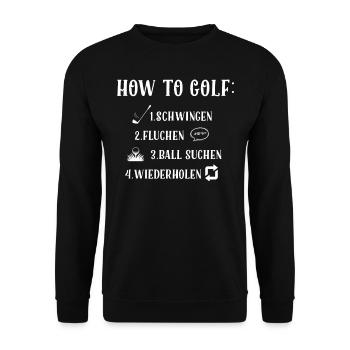 Wie Man Golf Spielt, Golfball - Unisex Pullover - Schwarz - Vorne - Alina (178cm) & Michal (187cm)