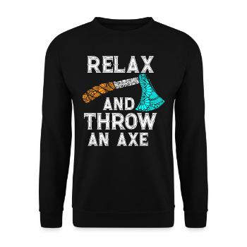 Axe Throw, Throw An Axe - Unisex Sweatshirt - black - Front - Alina (178cm) & Michal (187cm)