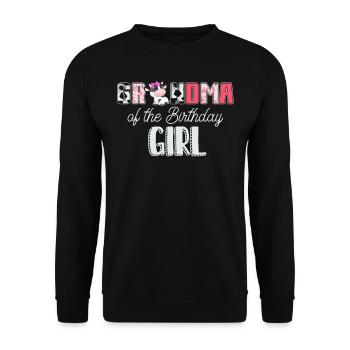 Kuhgeburtstag, Bauer Geburtstag Mädchen - Unisex Pullover - Schwarz - Vorne - Alina (178cm) & Michal (187cm)