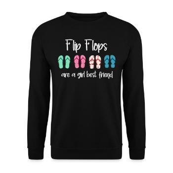 Flip Flops Sind Eine Beste Freundin Für Mädchen - Unisex Pullover - Schwarz - Vorne - Alina (178cm) & Michal (187cm)