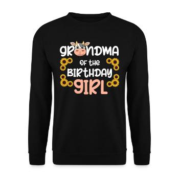 Kuhgeburtstag, Bauer Geburtstag Mädchen - Unisex Pullover - Schwarz - Vorne - Alina (178cm) & Michal (187cm)