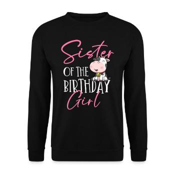 Kuhgeburtstag, Bauer Geburtstag Mädchen - Unisex Pullover - Schwarz - Vorne - Alina (178cm) & Michal (187cm)