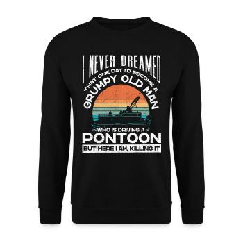 Grumpy old man driving a pontoon - Unisex Sweatshirt - black - Front - Alina (178cm) & Michal (187cm)