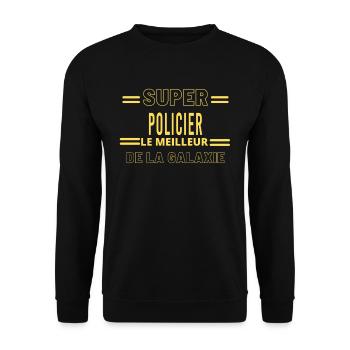 Meilleur de la galaxie POLICIER - Sweat-shirt Unisexe - noir - Devant - Alina (178cm) & Michal (187cm)