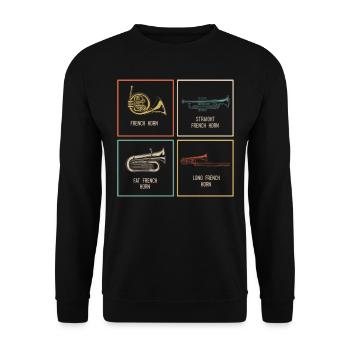Français Joueur de cor - Sweat-shirt Unisexe - noir - Devant - Alina (178cm) & Michal (187cm)