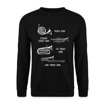 Français Joueur de cor - Sweat-shirt Unisexe - noir - Devant - Alina (178cm) & Michal (187cm)