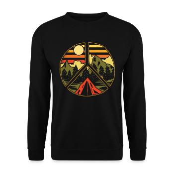 Hiking outdoors Peace and love - Unisex Sweatshirt - black - Front - Alina (178cm) & Michal (187cm)