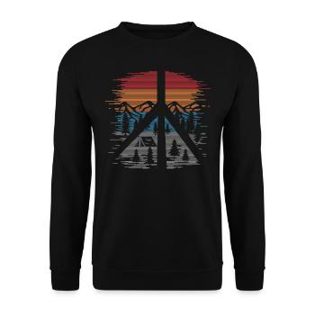 Hiking outdoors Peace and love - Unisex Sweatshirt - black - Front - Alina (178cm) & Michal (187cm)