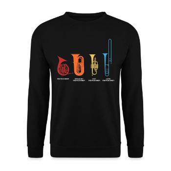 Français Joueur de cor - Sweat-shirt Unisexe - noir - Devant - Alina (178cm) & Michal (187cm)