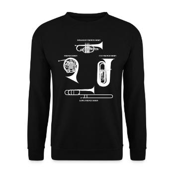 Français Joueur de cor - Sweat-shirt Unisexe - noir - Devant - Alina (178cm) & Michal (187cm)