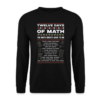12 Tage Mathematik, Mathenoten - Unisex Pullover - Schwarz - Vorne - Alina (178cm) & Michal (187cm)