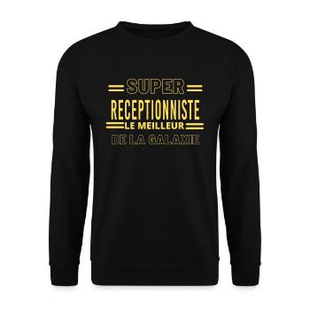 Meilleur de la galaxie RECEPTIONNISTE - Sweat-shirt Unisexe - noir - Devant - Alina (178cm) & Michal (187cm)