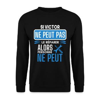 ne peut pas le réparer si Victor - Sweat-shirt Unisexe - noir - Devant - Alina (178cm) & Michal (187cm)