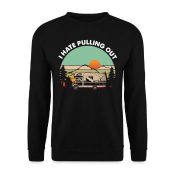 Camping, je déteste déménager, camping-car - Sweat-shirt Unisexe - noir - Devant - Alina (178cm) & Michal (187cm)