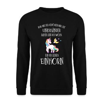 Linkshänder Einhorn - Unisex Pullover - Schwarz - Vorne - Alina (178cm) & Michal (187cm)