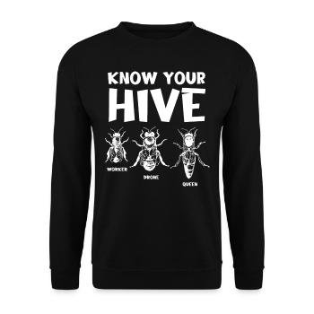 Connaissez votre ruche, apiculteur, apiculture - Sweat-shirt Unisexe - noir - Devant - Alina (178cm) & Michal (187cm)