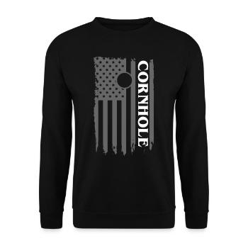 Cornhole, Sitzsack, Sitzsack Werfen - Unisex Pullover - Schwarz - Vorne - Alina (178cm) & Michal (187cm)