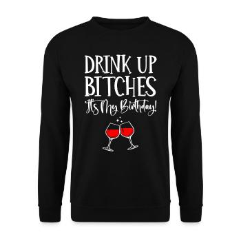 Drink, It's My Birthday - Unisex Sweatshirt - black - Front - Alina (178cm) & Michal (187cm)