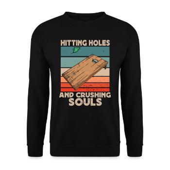Cornhole, Sitzsack, Sitzsack Werfen - Unisex Pullover - Schwarz - Vorne - Alina (178cm) & Michal (187cm)