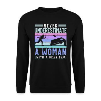 Cornhole, Sitzsack, Sitzsack Werfen - Unisex Pullover - Schwarz - Vorne - Alina (178cm) & Michal (187cm)