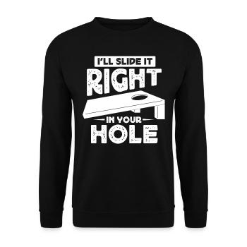 Cornhole, Sitzsack, Sitzsack Werfen - Unisex Pullover - Schwarz - Vorne - Alina (178cm) & Michal (187cm)