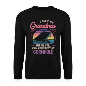 Cornhole, Sitzsack, Sitzsack Werfen - Unisex Pullover - Schwarz - Vorne - Alina (178cm) & Michal (187cm)
