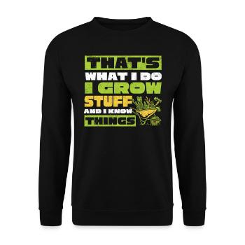 I build things And I know things, gardener - Unisex Sweatshirt - black - Front - Alina (178cm) & Michal (187cm)