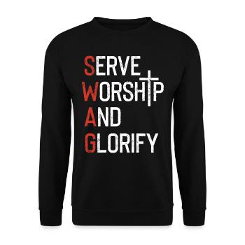 Serve worship and glorify - Unisex Sweatshirt - black - Front - Alina (178cm) & Michal (187cm)