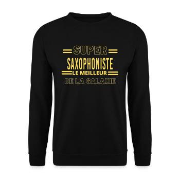 Meilleur de la galaxie SAXOPHONISTE - Sweat-shirt Unisexe - noir - Devant - Alina (178cm) & Michal (187cm)